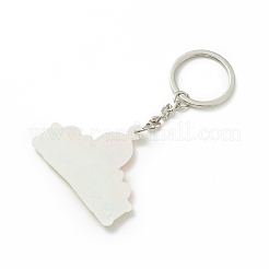 モスクの形をしたイード ムバラク キーホルダー pvc プラスチック キーホルダー  鉄パーツ  プラチナ  9.3cm&nbsp;KEYC-G053-02P