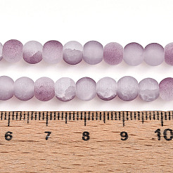 クラックガラスビーズ  ラウンド  ツートン  艶消し  オールドローズ  6~6.5x5~5.5mm  穴：1mm&nbsp;X1-GLAA-N009-6mm-05