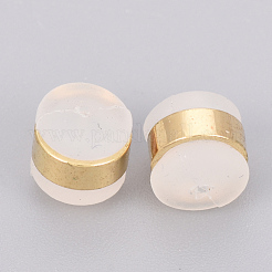 真鍮のゴム製のピアスキャッチ  ピアスバックキャッチ  ニッケルフリー  18KGP本金メッキ  5.5x5.5mm  穴：0.5mm&nbsp;KK-T025-41G