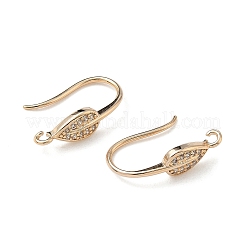 Leaf Rack Plating Brass Micro Pave Cubic Zirconia Earring Hooks&nbsp;KK-D083-09G-1