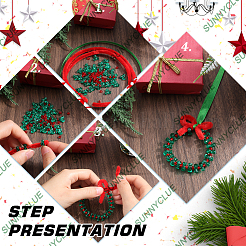 クリスマステーマのプラスチックとアクリルビーズのデコレーション  パイプクリーナー付き  ポリエステルリボン  パーティー用品  ミックスカラー&nbsp;DIY-SC0026-76