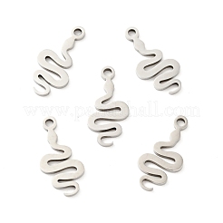 変色しない201ステンレススチールペンダント  ヘビ  ステンレス鋼色  17x8x1mm  穴：1.5mm&nbsp;STAS-E015-17P