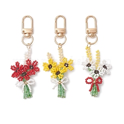 3D Flower Glass Seed Beaded Pendant Decorations&nbsp;KEYC-MZ00056