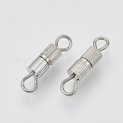 真鍮製ネジ式クラスプ  ジュエリー作りのための  コラム  ニッケルフリー  プラチナ  14x3mm  穴：1.8mm&nbsp;KK-N254-05P