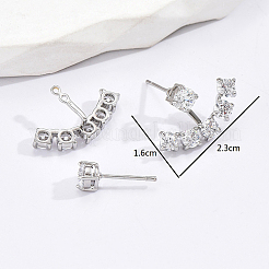 201ステンレススチールスタッドピアス  キュービックジルコニア付き  女性のための  18KGP本金メッキ  16x23mm&nbsp;CU1514-1