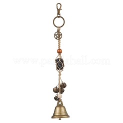 Braided Nylon Thread Pouch Natural Tourmaline Pendant Decorations&nbsp;HJEW-JM02104