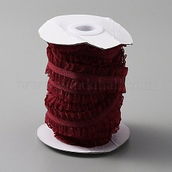 チンロン弾性プリーツレーストリム  縫製用  ギフトパッケージラッピング  フラワーデザイン  暗赤色  3/4インチ（20mm）  10ヤード/ロール&nbsp;EW-WH0013-27A