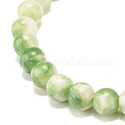 Natural White Jade Round Beaded Stretch Bracelet&nbsp;BJEW-JB07968-04