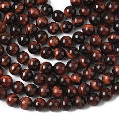 天然石ビーズ  ラウンド  タイガーアイ  染め＆加熱  グレードA  レッド  直径約8mm  穴：約1mm  50個/連  15.5インチ&nbsp;X-Z0RQQ012
