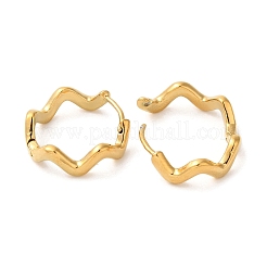 真鍮製フープピアス  波  18KGP本金メッキ  19x20mm&nbsp;EJEW-M261-01G-01-1