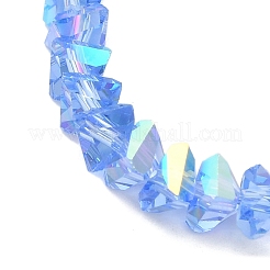 透明ガラスビーズ連売り  多面カット  ABカラー  三角形  コーンフラワーブルー  4~4.5x4~4.5x2.5mm  穴：0.8mm  約128~136個/連  11.10''~12.44''（28.2~31.6センチメートル）&nbsp;EGLA-P061-04A-AB01