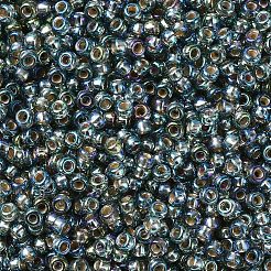 MIYUKIラウンドロカイユビーズ  日本製シードビーズ  11/0  (rr1021) シルバーライングレー ab  11/0  2x1.3mm  穴：0.8mm  約1111個/10g&nbsp;X-SEED-G007-RR1021