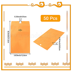 保管用のクラフト紙留め金封筒50個  郵送  長方形  オレンジ  216x128x0.3mm  穴：9mm&nbsp;AJEW-CP0009-98B