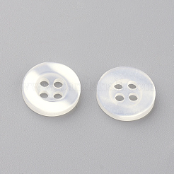 4つ穴プラスチックボタン  フラットラウンド  貝殻色  17.5~18x2mm  穴：2mm&nbsp;BUTT-S020-11-18mm
