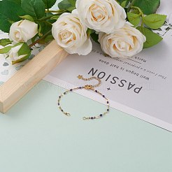 PVD真空メッキ304ステンレススチールリンクチェーンブレスレット製造  エナメル  カニカン＆チェーンエクステンダー＆丸カン  スレートブルー  6-3/8インチ（16.2cm）&nbsp;AJEW-JB00870-02
