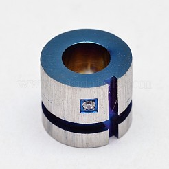 304ステンレススチールラインストーンヨーロピアンビーズ  コラム  ミックスカラー  10x11.5mm  穴：5.7mm&nbsp;OPDL-D005-M