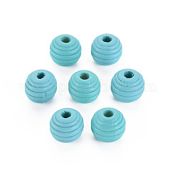 Painted Natural Wood Beehive Beads&nbsp;WOOD-Q040-019B-A01
