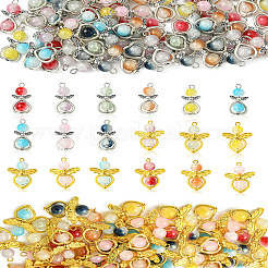 40Pcs 8 Colors Golden Alloy Glass Pendants&nbsp;PALLOY-FS00025