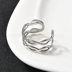 304ステンレススチールオープンカフリング  ステンレス鋼色  11.5mm&nbsp;RJEW-H261-08P
