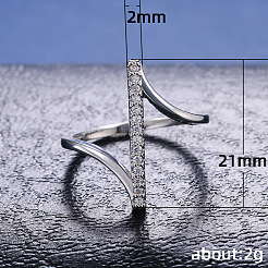 女性用真鍮マイクロパヴェクリアキュービックジルコニア指輪  幾何学的な  プラチナ  usサイズ7（17.3mm）&nbsp;WG82572-01