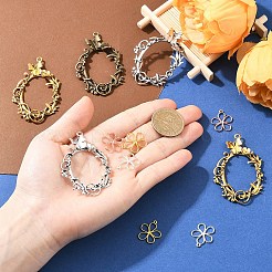 12pcs6スタイルチベットスタイルアロイペンダント  中空  花のチャーム  ミックスカラー  19~60x17.5~40x1~8mm  穴：1.2~2mm  2個/スタイル&nbsp;FIND-YW0010-81