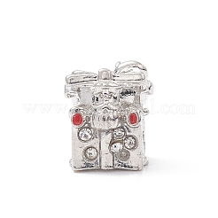 合金ラインストーンのヨーロッパのビーズ  大穴ビーズ  クリスマステーマ  ボックス  12x9.5x9.5mm  穴：4.5mm&nbsp;MPDL-Q213-16P