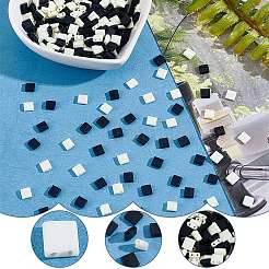 300個2色2穴不透明ガラスシードビーズ  艶消し  正方形  白黒  5x4.5~5.5x2~2.5mm  穴：0.5~0.8mm  150個/カラー&nbsp;SEED-AR0001-30