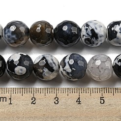 Faceted Natural Fire Crackle Agate Beads Strands&nbsp;G-F447-12mm-N13