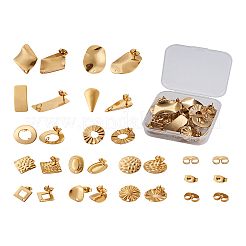 304ステンレススチールスタッドピアス金具  ピアスキャッチとカン付き  混合図形  ゴールドカラー  24個/セット&nbsp;STAS-TA0004-29