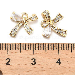 Brass Micro Pave Clear Cubic Zirconia Charms&nbsp;KK-C054-04G