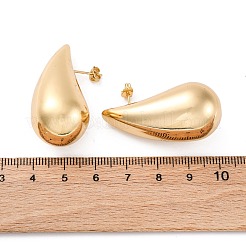 女性用ティアドロップ 304 ステンレススチール スタッド イヤリング  ゴールドカラー  39x29mm&nbsp;EJEW-A125-06G