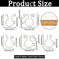 100Pcs 5 Styles Plastic Clip-on Earring Findings&nbsp;KY-AR0001-31