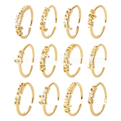 12Pcs 12 Style Brass Cuff Rings&nbsp;RJEW-LS0001-37G