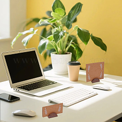 木製プレースカードベース50個  パーティーテーブルセッティング用品の名刺  半円  紙製ウェディングテーブル席札50枚付き  ココナッツブラウン  40x15x20mm&nbsp;AJEW-WA0003-36