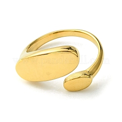 Ion Plating(IP) 304 Stainless Steel Oval Open Cuff Ring&nbsp;RJEW-Z028-01G