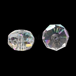 電気メッキガラスビーズ  ABカラーメッキ  多面カット  ロンデル  クリアAB  10x6mm  穴：1.5mm&nbsp;EGLA-A043-03-AB02