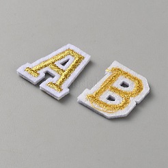 パッチ用文字A〜Zの刺繍糸26本  ホットメルト接着剤  マスクと衣装のアクセサリー  アップリケ  ゴールド  18.5~19.5x6.5~15.5x1.5mm&nbsp;PATC-WH0008-229C