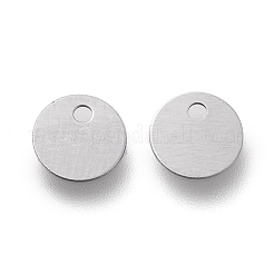 変色しない304ステンレススチールチャーム  レーザー切断  空白タグのスタンプ  フラットラウンド  ステンレス鋼色  6x0.3mm  穴：1mm&nbsp;STAS-K195-12P-01