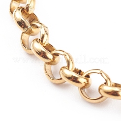 メンズ 304 ステンレススチール ローロチェーン ブレスレット  カニカン付き  ゴールドカラー  8-7/8インチ（22.5cm）&nbsp;BJEW-JB05995-02