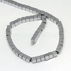 電気メッキ磁気無し合成ヘマタイトビーズ連売り  キューブ  グレードA  ミックスカラー  4x4x4mm  穴：1mm  約91個/連  16インチ&nbsp;G-J170A-4x4mm-M