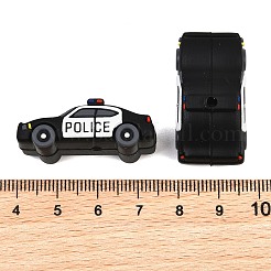 シリコンビーズ  焦点ビーズ  警察をテーマにした  ブラック  警察車両  33x17.5mm  穴：2mm&nbsp;SL-CBA56D7-02D