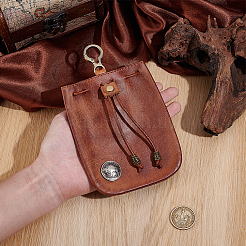 Vintage Cowhide Leather Coin Pouches Wallet Drawstring Bags with Clasps&nbsp;AJEW-CY0002-63