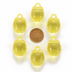 秋のテーマ透明アクリル ペンダント  多面カット  3d柿  きいろ  27.5x19.5mm  穴：4mm  約95個/500g&nbsp;TACR-T024-04B-916