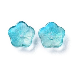 透明ガラスビーズ  グリッター金粉付き  花  ミックスカラー  8x3mm  穴：1mm&nbsp;GGLA-M004-02C