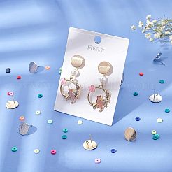32個 2色真鍮スタッドピアス金具  カン付き  フラットラウンド  プラチナ·ゴールデン  12mm  穴：2mm  ピン：0.5mm  16個/カラー&nbsp;KK-FH0002-19