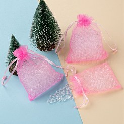 ドローストリング付き5スタイルオーガンジーギフトバッグ  ジュエリーポーチ  結婚披露宴クリスマスの好意ギフトバッグ  ピンク  9x7cm  100個/袋&nbsp;OP-LS0001-01A