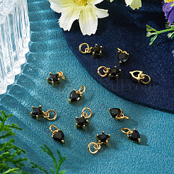 12Pcs 2 Styles Brass Micro Pave Cubic Zirconia Charms&nbsp;KK-TA0008-70D