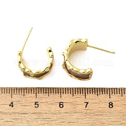 Brass Enamel Stud Earrings&nbsp;EJEW-B120-01G-04