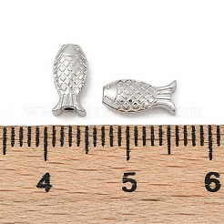304ステンレススチールビーズ  魚  ステンレス鋼色  4.5x9x2.5mm  穴：1mm&nbsp;STAS-Q358-02P