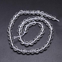ファセット (64 ファセット) 天然水晶クリスタル ラウンド ビーズ 連売り  ロッククリスタルビーズ  6mm  穴：1mm  約63~64個/連  15.5インチ&nbsp;G-L411-34-6mm